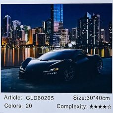 Алмазна мозаїка за номерами 30 х 40см “Спорткар“ (полотно на рамі) 60205_B GLD KNZ