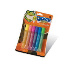 Клей силіконовий з блискітками на картоні “Domi Frog“ (3D/6 кольорів 10,5 мл) KNZ