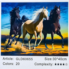 Алмазна мозаїка 30 х 40см “Кіни“ рулон в PVC (без підрамника) 60655_O GLD KNZ