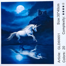 Алмазна мозаїка 30 х 40см “Єдиноріг“ рулон в PVC (без підрамника) 60651_O GLD KNZ