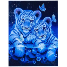 Алмазна мозаїка 30 х 40см “Тигрята“ рулон в PVC (без підрамника) 60869_O GLD KNZ