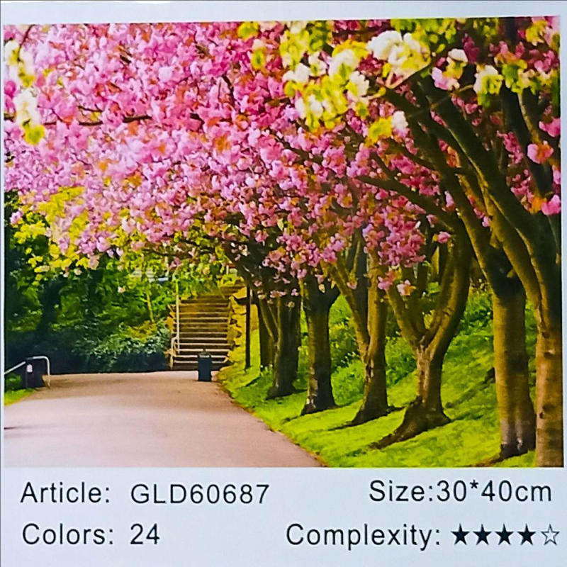 Алмазна мозаїка 30 х 40см “Парк у Японії“ рулон в PVC (без підрамника) 60687_O GLD KNZ