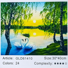 Алмазна мозаїка 30 х 40см “Лебеді“ рулон у PVC (без підрамника) 61410_O GLD KNZ