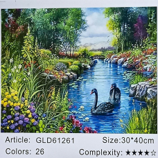 Алмазна мозаїка 30 х 40см “Лебеді“ рулон у PVC (без підрамника) 61261_O GLD KNZ