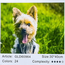 Алмазна мозаїка 30 х 40см “Собака“ рулон у PVC (без підрамника) 60964_O GLD KNZ