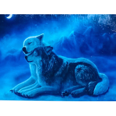 Алмазна мозаїка 30 х 40см “Пара вовків“ рулон в PVC (без підрамника) 61328_O GLD KNZ