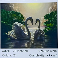 Алмазна мозаїка 30 х 40см “Лебеді“ рулон у PVC (без підрамника) 60686_O GLD KNZ