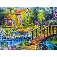 Алмазна мозаїка 30 х 40см “Будинок у лісі“ рулон в PVC (без підрамника) 60608_O GLD KNZ