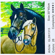 Алмазна мозаїка 30 х 40см “Пара коней“ рулон в PVC (без підрамника) 61315_O GLD KNZ