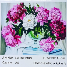 Алмазна мозаїка 30 х 40см “Півонії“ рулон в PVC (без підрамника) 61303_O GLD KNZ