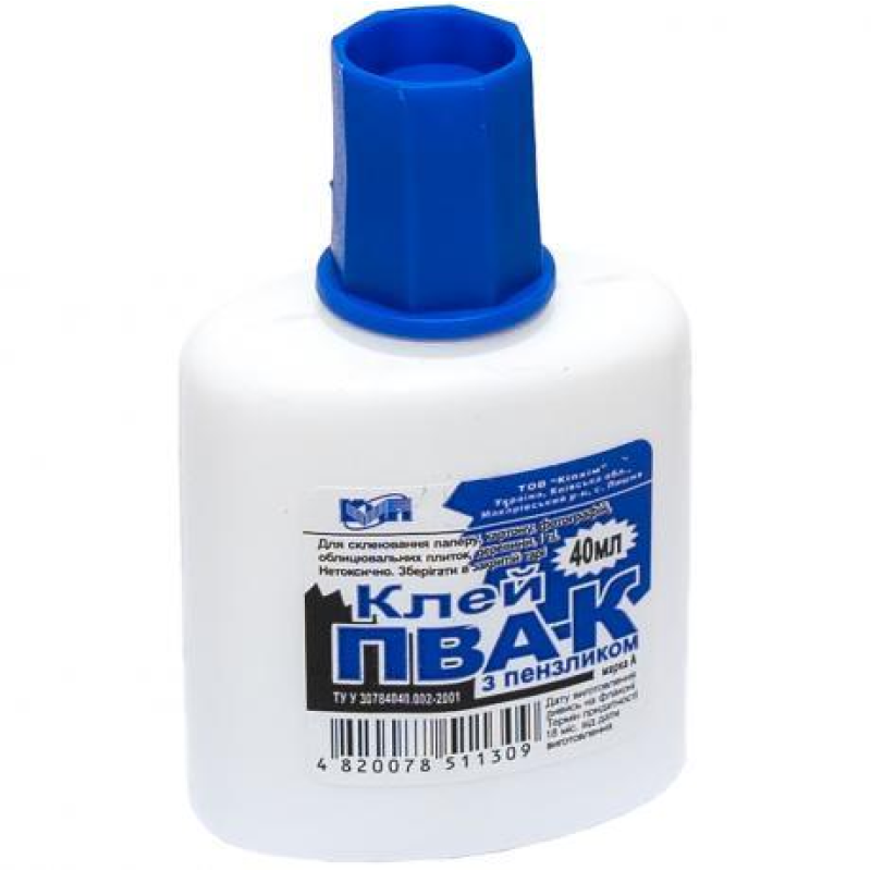 Клей ПВА 40 мл з пензликом “КіП“ KNZ Клей ПВА 40 мл з пензликом “КіП“ KNZ