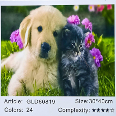 Алмазна мозаїка за номерами 30 х 40см “Друзі“ (полотно на рамі) 60819_B GLD KNZ