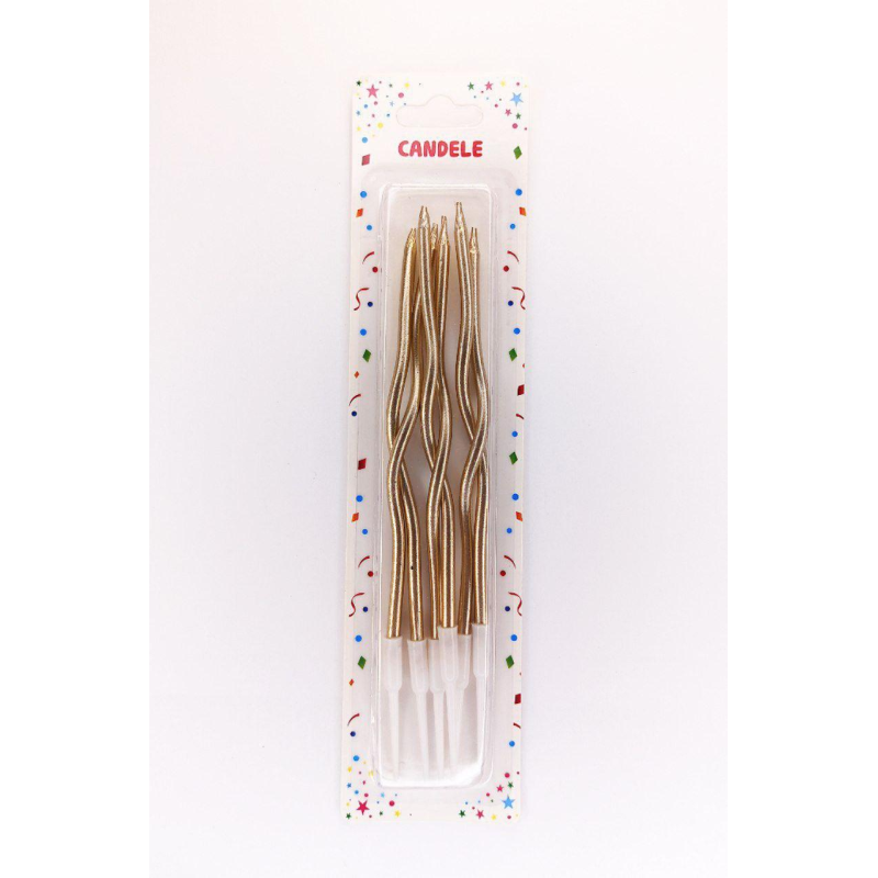Набір свічок для торта “Коктейльний 12см“, золото, 6шт/уп Y-1 gold KNZ