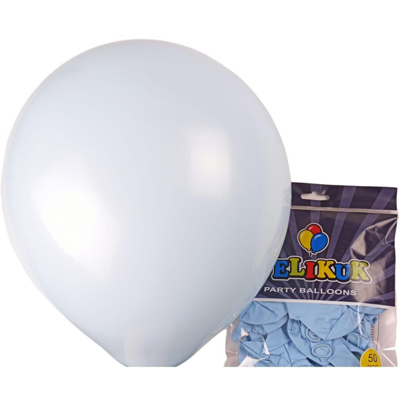 Кульки круглі Pelikuk 13“ (33 см) пастель світло-блакитний 50шт/уп 1350C-101 KNZ