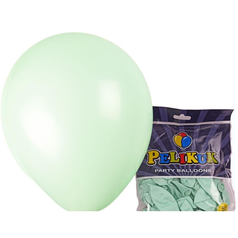 Кульки круглі Pelikuk 13“ (33 см) пастель бірюзовий 50шт/уп 1350C-102 KNZ