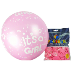 Кульки круглі Pelikuk 12“ (30 см) рожевий - It“s girl 50шт/уп 1250C-407 KNZ