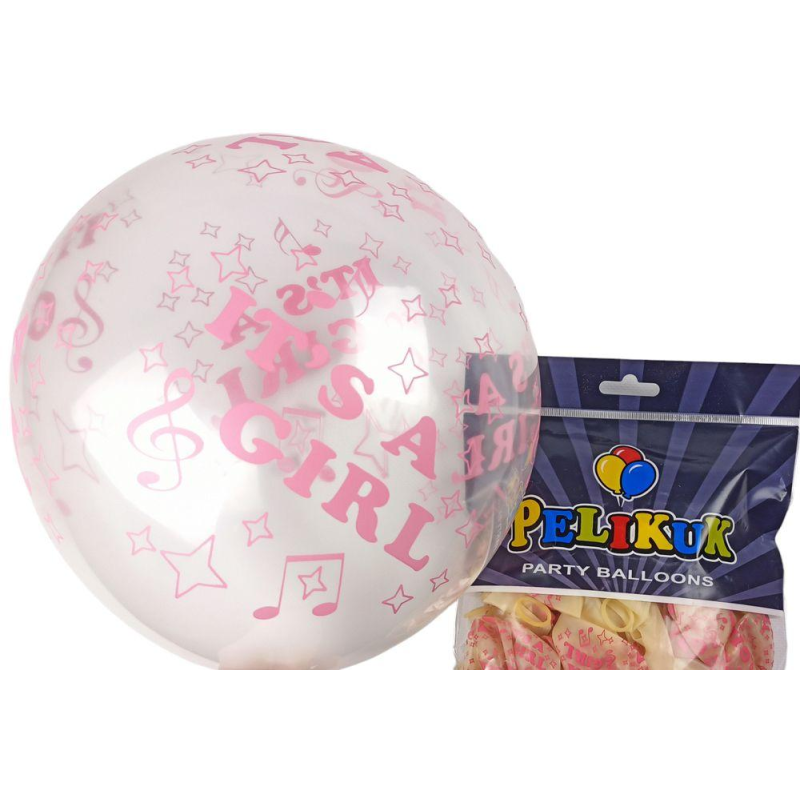 Кульки круглі Pelikuk 12“ (30 см) рожевий прозорий - It“s girl 50шт/уп 1250C-408 KNZ