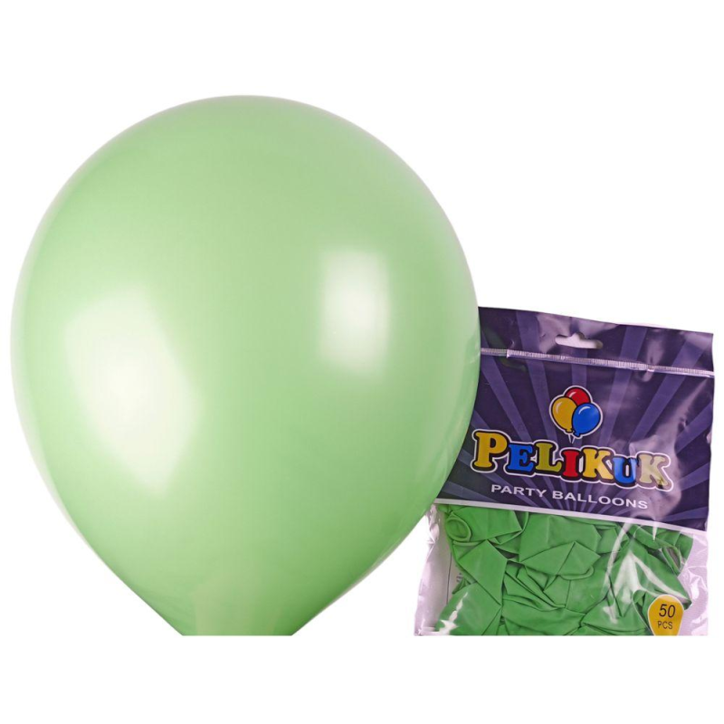 Кульки круглі Pelikuk 13“ (33 см) пастель зелений 50шт/уп 1350C-117 KNZ