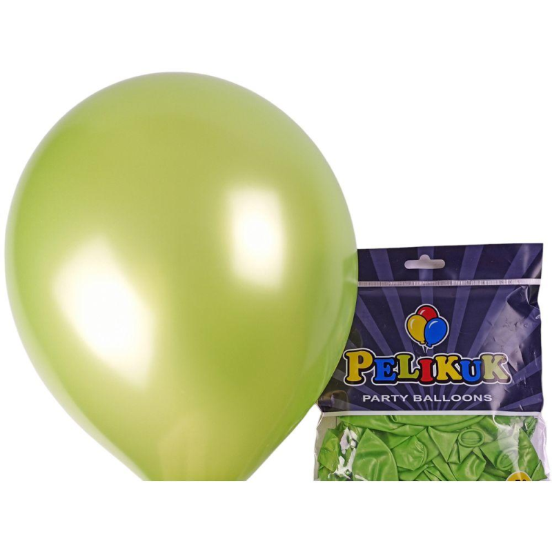 Кульки круглі Pelikuk 13“ (33 см) перламутр салатний 50шт/уп 1350C-212 KNZ