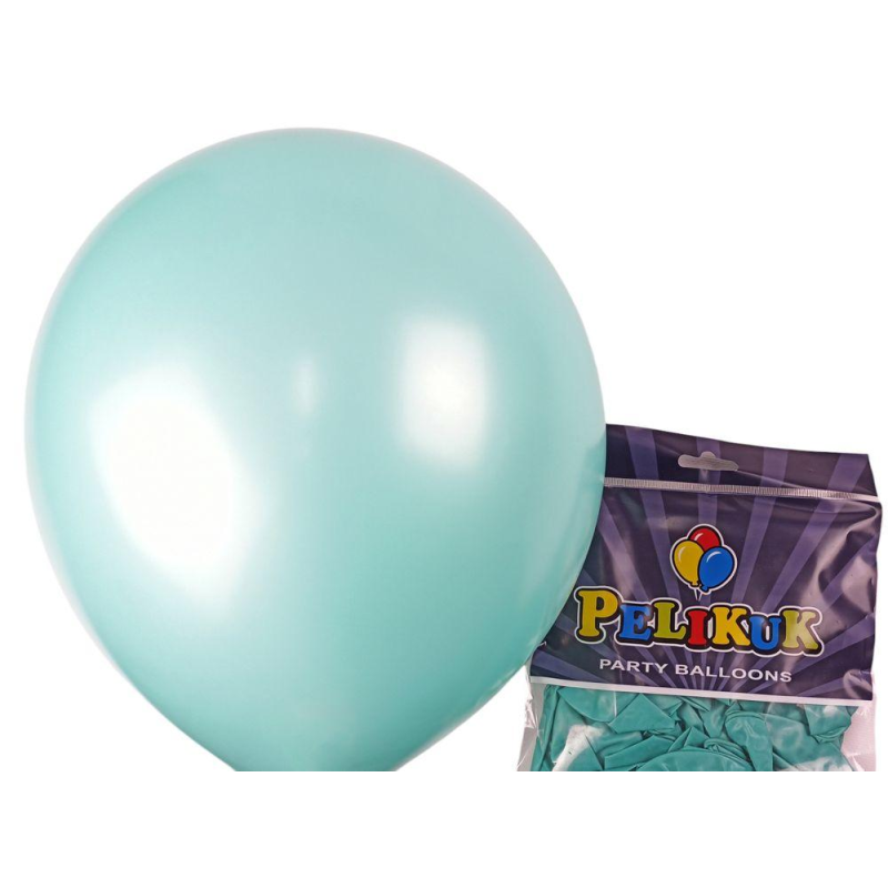 Кульки круглі Pelikuk 13“ (33 см) перламутр бірюзовий 50шт/уп 1350C-221 KNZ Кульки круглі Pelikuk 13“ (33 см) перламутр бірюзовий 50шт/уп 1350C-221 KNZ