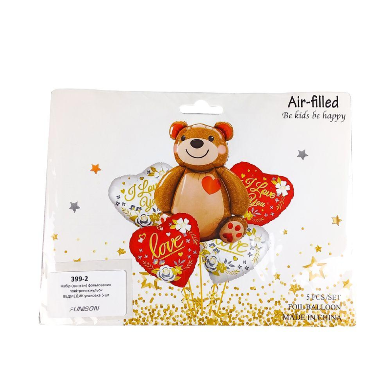 Набір (фонтан) фольгованих повітряних куль ВЕДМЕДИКА упаковка 5 шт 399-2 KNZ