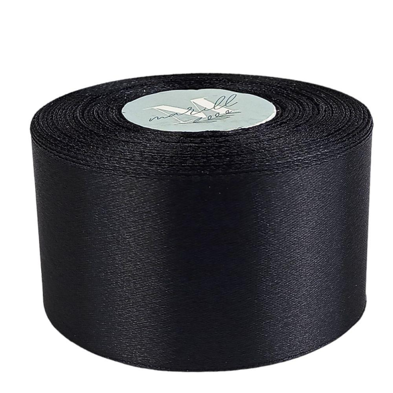 Атласна стрічка 4см x 33м Чорна Unison LA4033-39 KNZ