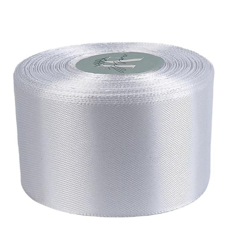 Атласна стрічка 4см x 33м Біла Unison LA4033-01 KNZ