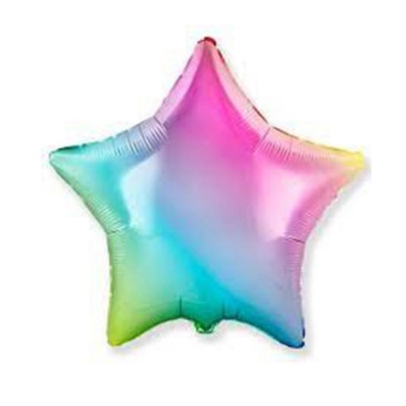 Кулька фольгована PELICAN 18“, ЗІРКА ГОЛОГРАМА РАДУГА 45 см (ціна за упак/5шт) 832670 KNZ