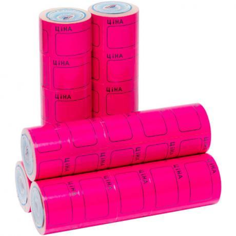 Цінник великий 3,5х5,0 см “Ціна“ з рамкою малиновий 5 бобин*100шт KNZ