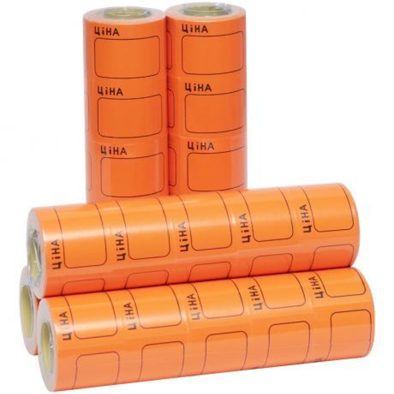 Цінник великий 3,5х5 см “Ціна“ з рамкою помаранчевий 5 бобин*100шт KNZ