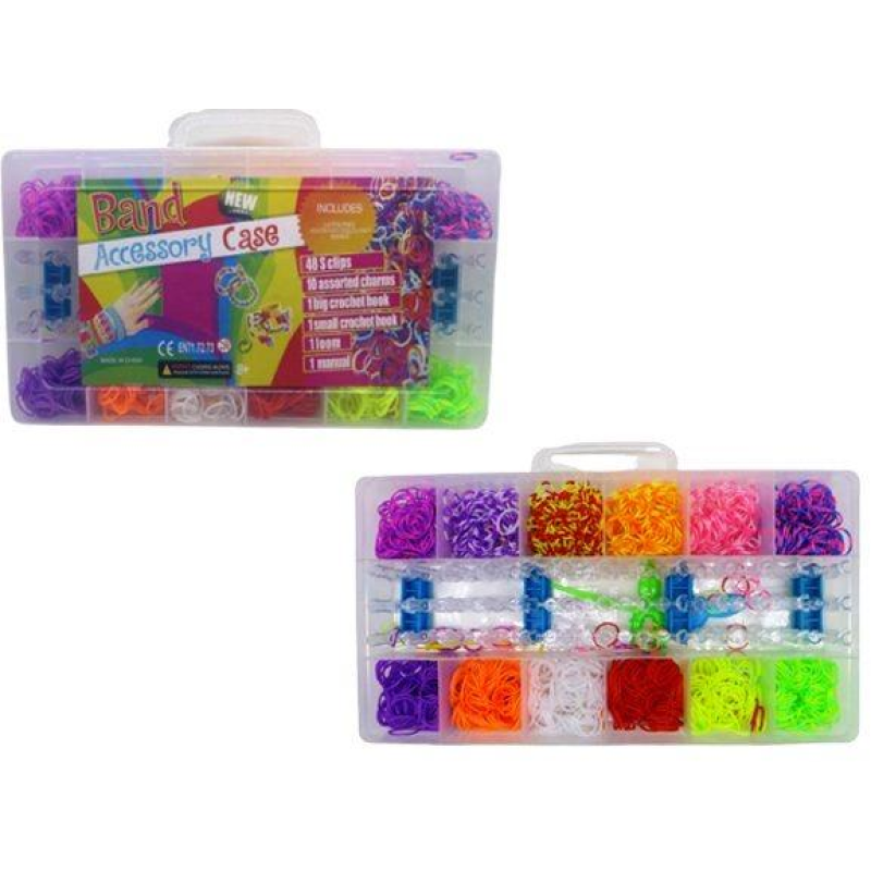 Набір гумок для плетіння браслетів 4000шт — 22 кольори + станок, рогатки, гачки, кліпси 2200-2 KNZ