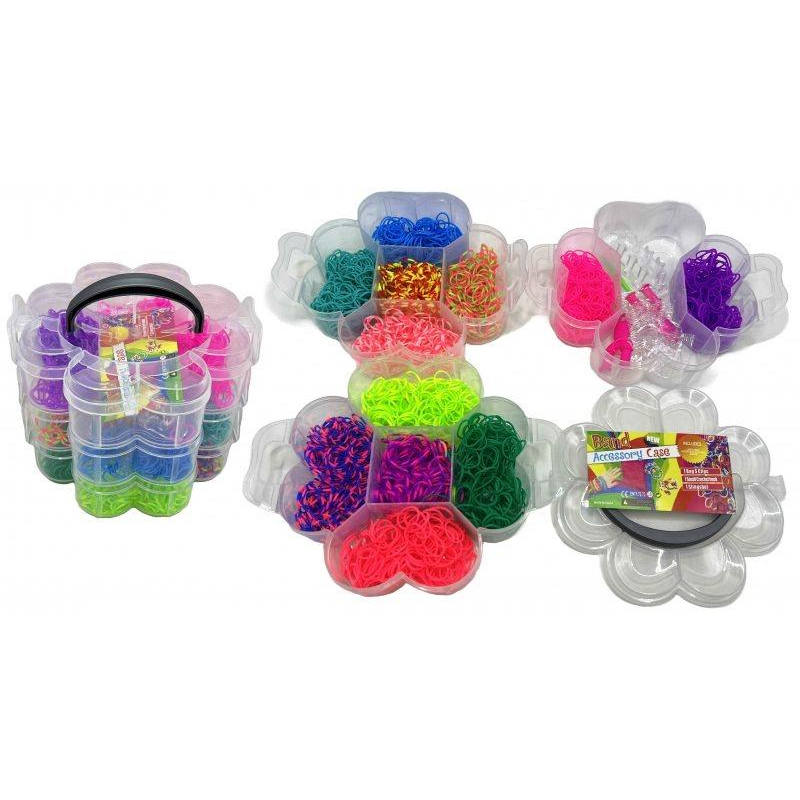Набір гумок для плетіння браслетів 1500шт — 12 кольорів + міні станок, рогатки, гачки, кліпси 2201-3 KNZ