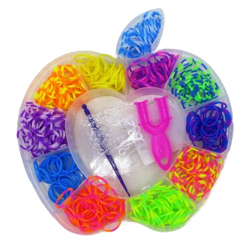 Набір гумок для плетіння браслетів 550шт — 11 кольорів + рогатка, гачок, кліпси 2201-3 KNZ