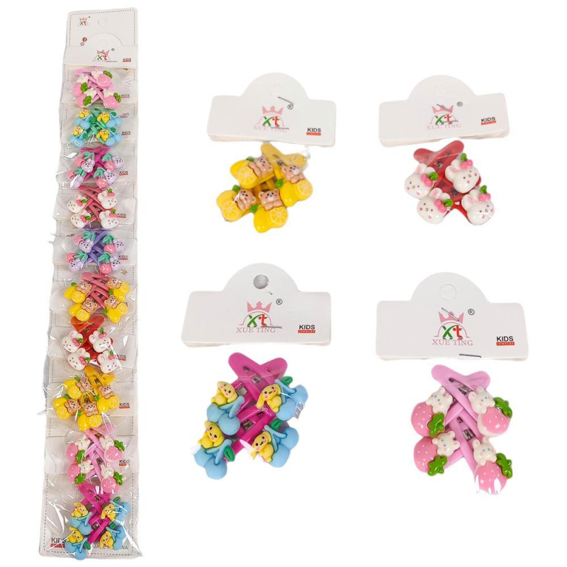 Шпилька тик-так для волосся “Фруктові друзі“ 40шт на блістері HC-018 KNZ