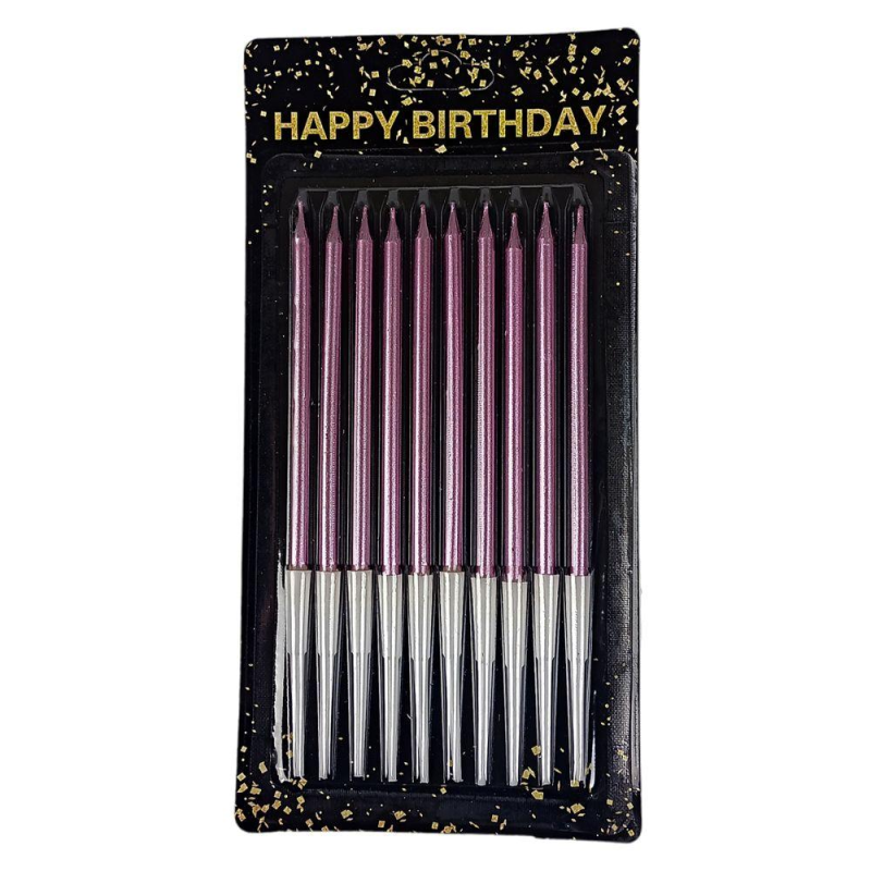 Набір свічок для торта 10 шт, золото рожеве, 14 см 040557 rose gold KNZ