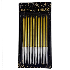 Набір свічок для торта 10 шт, жовте золото, 14 см 040557 yellow gold KNZ