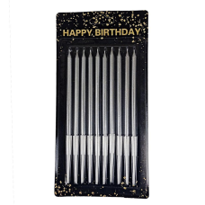 Набір свічок для торта 10 шт, срібло, 14 см 040557 silver KNZ