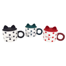 Чашка керамічна 400мл “Вушко-горох“ силіконова кришка, 3 види 1102 KNZ