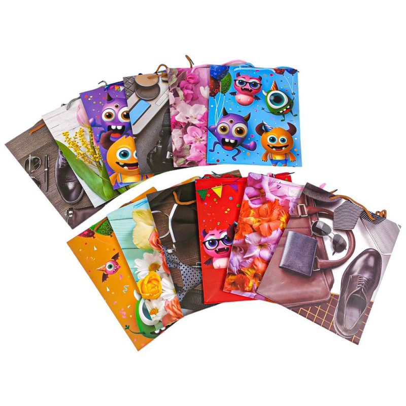 Пакет подарунковий мікс, 210гр, 26 x 32 x 10см (12шт/уп) DV-mix -1 KNZ