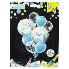 Набір кульок мікс з однорогом, 8шт 10122 KNZ