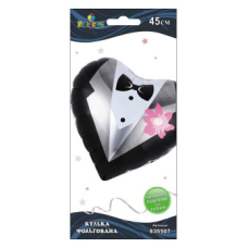 Кулька фольгована Pelican, серце наречений з квіткою, 45см 835507 KNZ