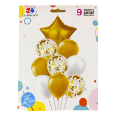 Набір кульок мікс із зіркою, 9шт ЗОЛОТО 10120 gold KNZ