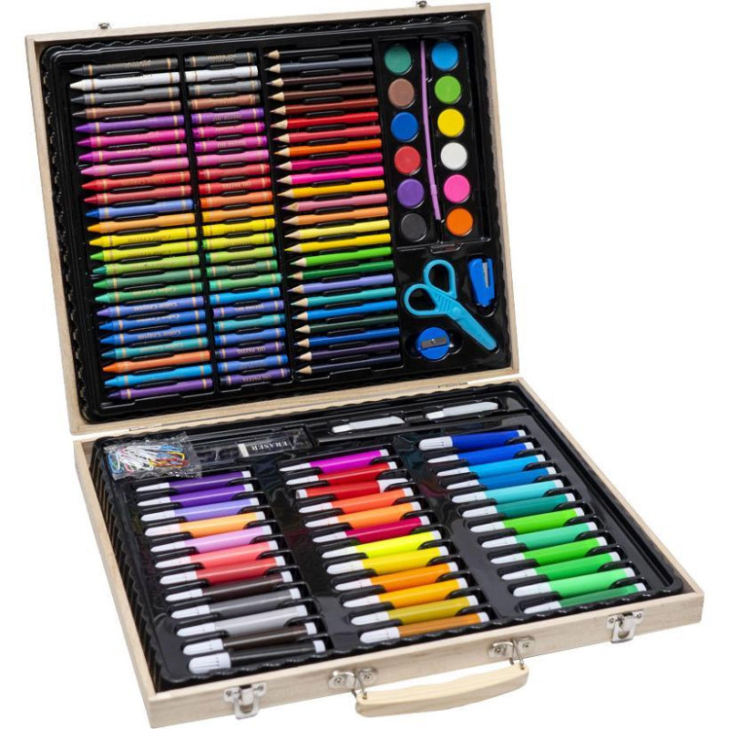 Художній набір для малювання в дерев“яній валізі 150 предметів, Набір комплект юного художника KNZ