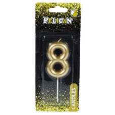 Свічка для торта Pelican “8“ ЗОЛОТО 6 см 866018 KNZ