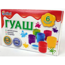 !!!Суха!!! Гуаш “Яскраві Плями“ 6 кольорів, 20 мл (дитячі гуашеві фарби для малювання) Ц394001У KNZ