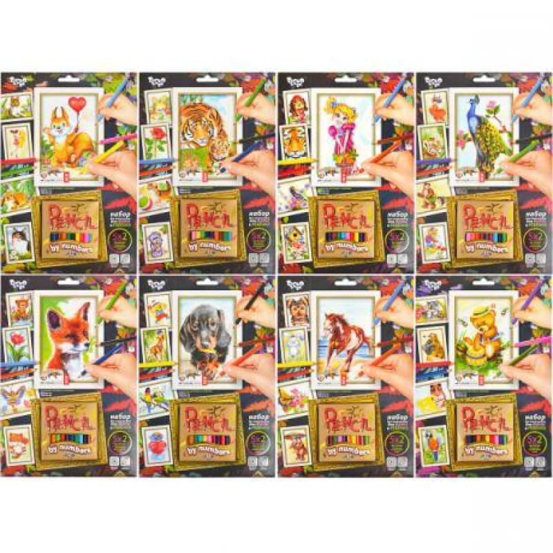 Розмальовка олівцями за номерами + 12 олівців Danko toys “Pencil by numbers“ KNZ