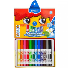 Фломастери MARCO 12 кольорів 1632-12CB товстий, у картонній упаковці (змивні, антибактеріальні) KNZ