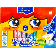 Фломастери MARCO 36 кольорів тонкі, в картонній упаковці (змивні, антибактеріальні) №1630-36 KNZ
