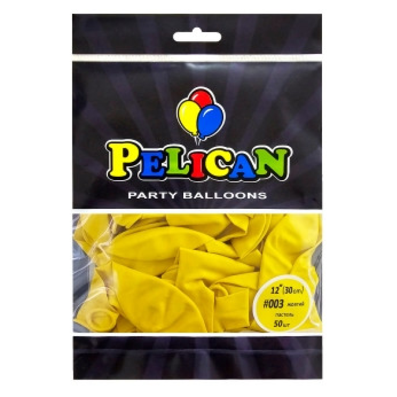 Кульки латексні 12“ (30см) пастель жовтий Pelican 50шт (812003) KNZ