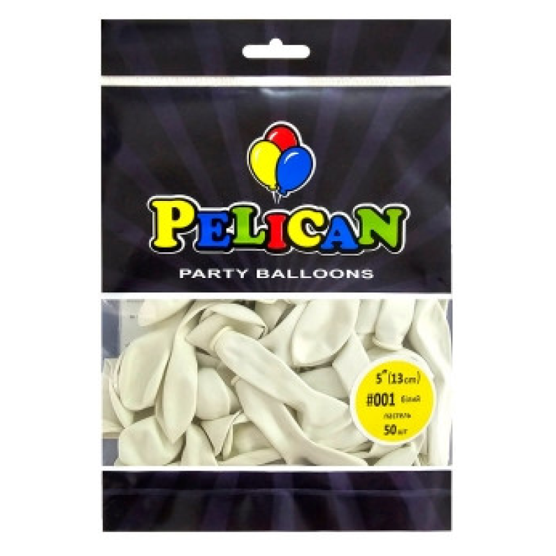 Кульки латексні 5“ (13см) пастель білий Pelican 50шт (805001) KNZ